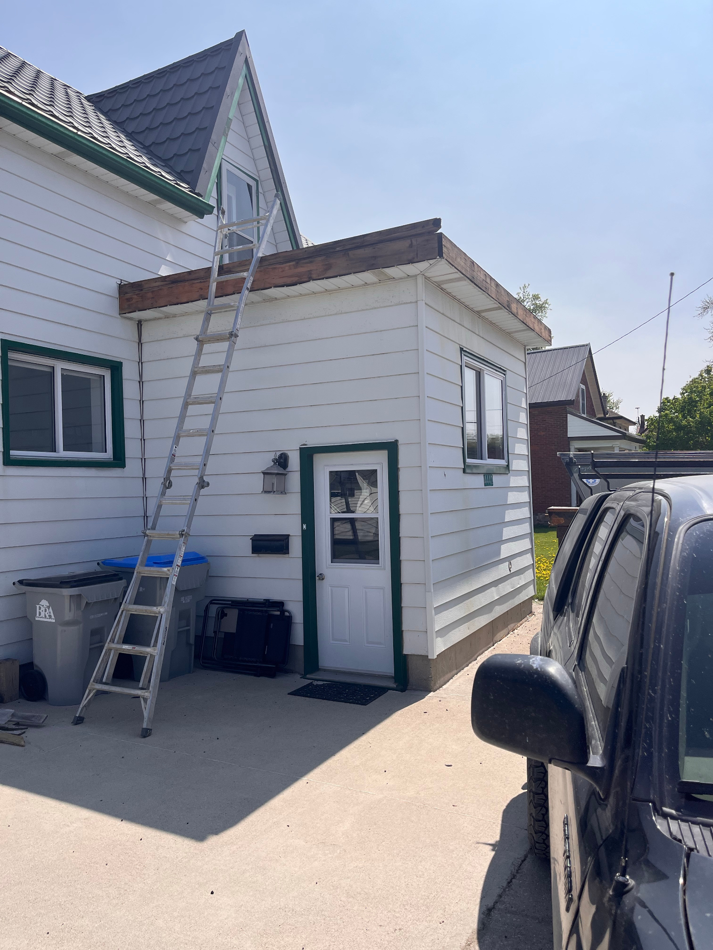 Roof and aluminum capping work in progress on a Brussels Ontario home